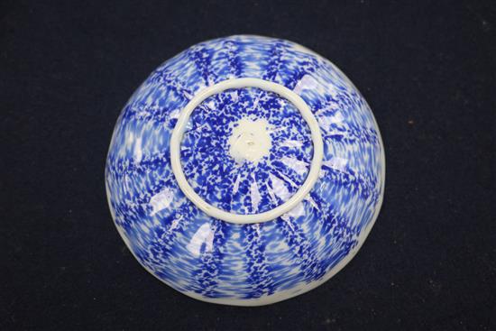 An 18th century Venetian powder blue glass teabowl and saucer, in imitation of Chinese export wares